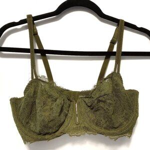 Auden Olive Green Lace Balconette Coverage Unlined Bra 36D
